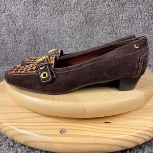 Talbots Kitten Heel Loafer Womens 8 Houndstooth Suede Calf Hair Made in Brazil